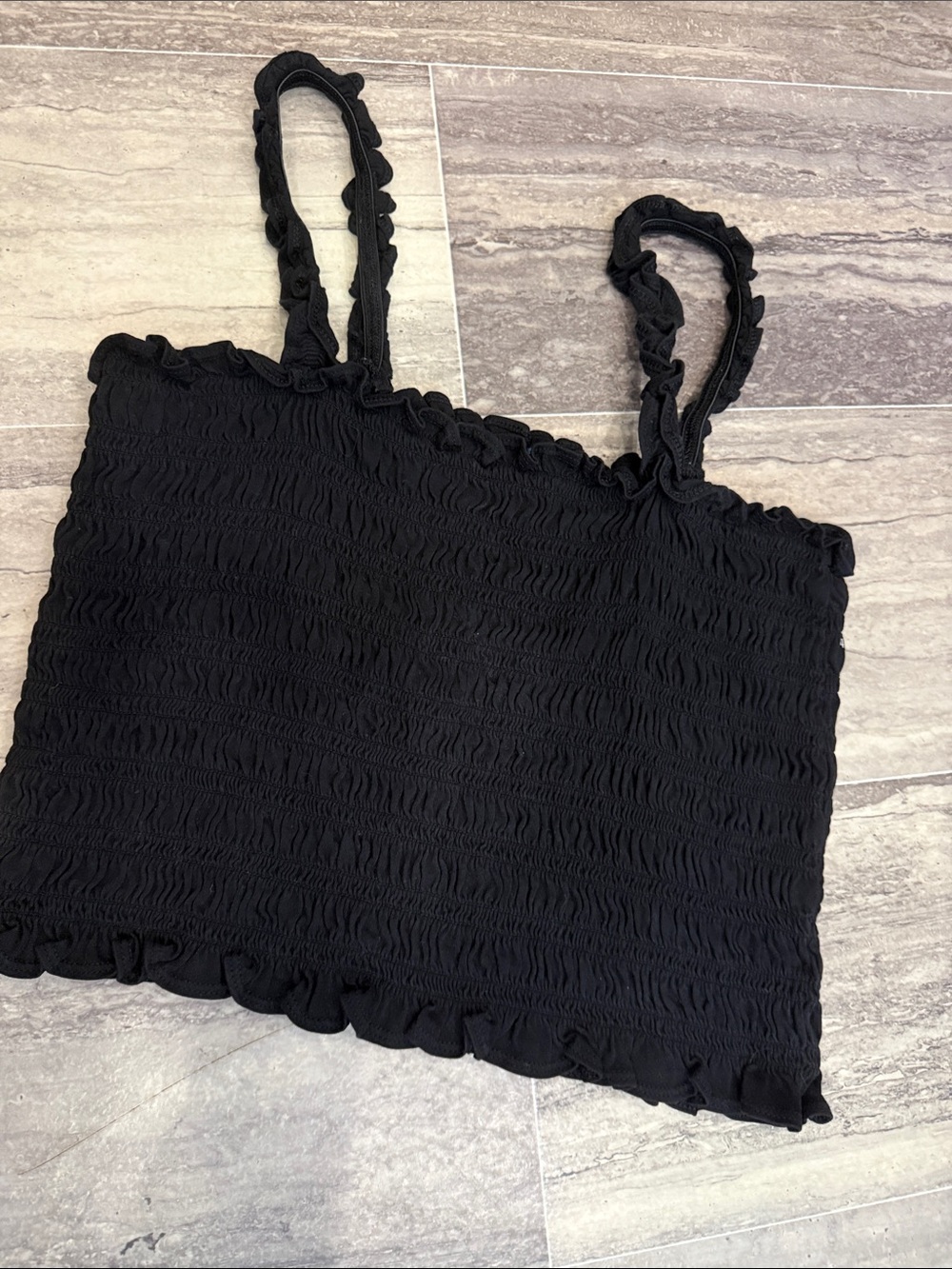 Old Navy Black Smocked Ruffle Cami